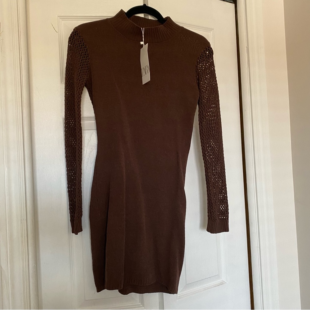 Brown knit dress